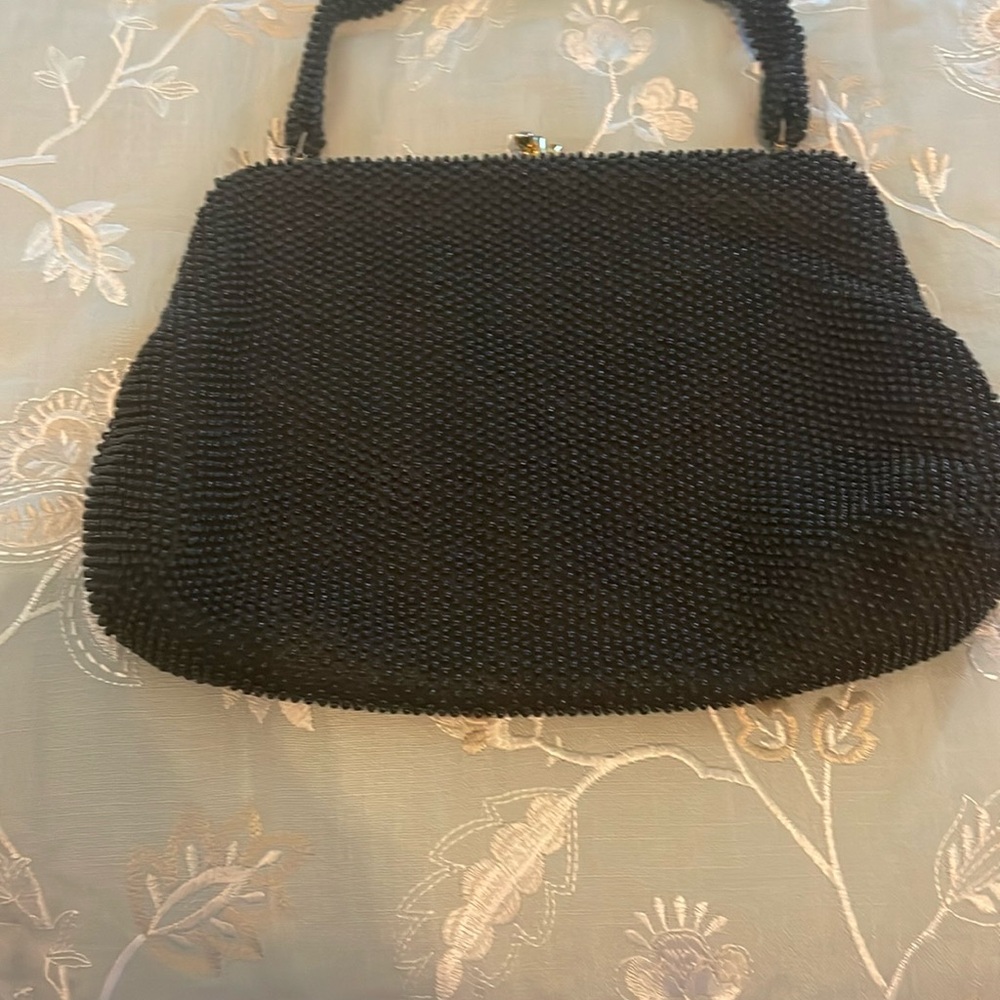Black Beaded Corde’ Bead Vintage Bag - Picture 2 of 14